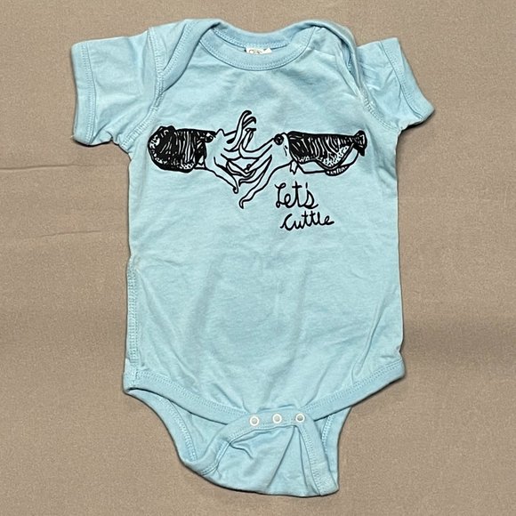Rabbit Skins Light Blue Onesie 12 months -- "Let's Cuttle" - Picture 2 of 3